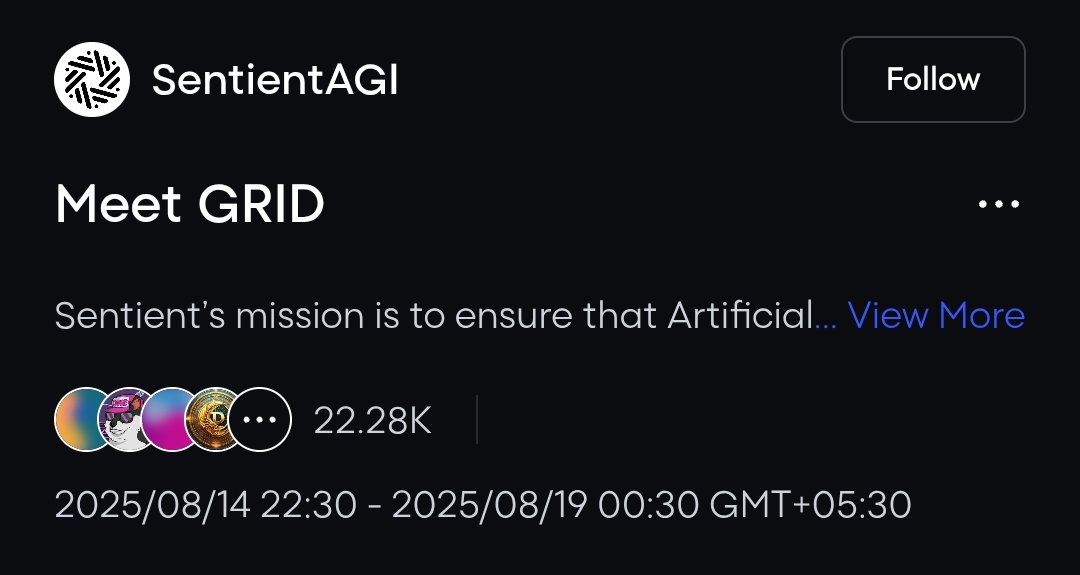2nd Galxe Task of Sentient AGI

Ngl, I am getting the vibes of Manta Network, most of the users ignored galxe tasks at that time but those who completed Manta galxe task got a good amount of airdrop.

Complete all the galxe tasks and keep accumulating Loyalty points

Link :
