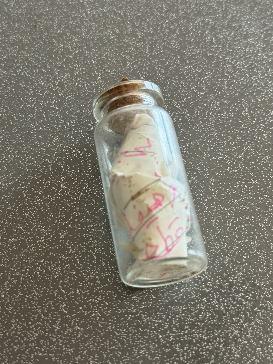 HarrySword's tweet image. I found a real message in a bottle yesterday afternoon. On a tiny rocky cove at Les Issambres, Cote d’Azure (see pindrop). Perhaps Arabic? I wonder if anyone can translate? #messageinabottle
