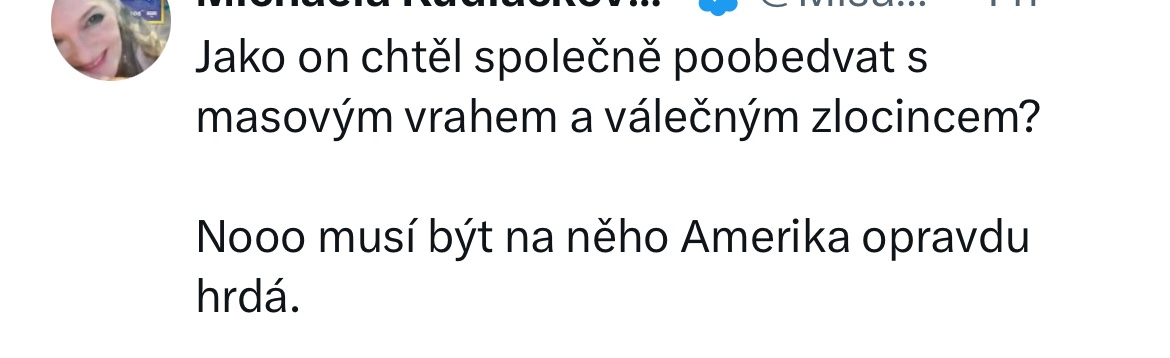 Schůzka Trump-Putin. Spousta lidí si zjevně myslí, že konflikt se vyřeší intenzivním virtue signallingem. Hrozně infantilní. Virtue signalling je vlastně taková magie dospělých, akorát místo abrakadabra se používají moralistické floskule. Efekt je stejný, tedy žádný. 

Proč je ta