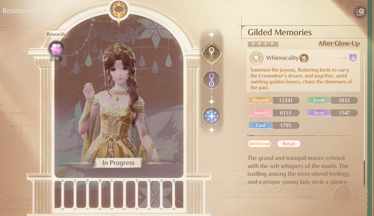 nekoesso's tweet photo. if you have items from crimson rahpsody , or the current dragon outfit if you have any pieces of these outfits you can mix them with other items to help you clear this round you only need five items that have royal tag i used items from wishful aurosa and crimson rahpsody https://t.co/3M6E04qEl2