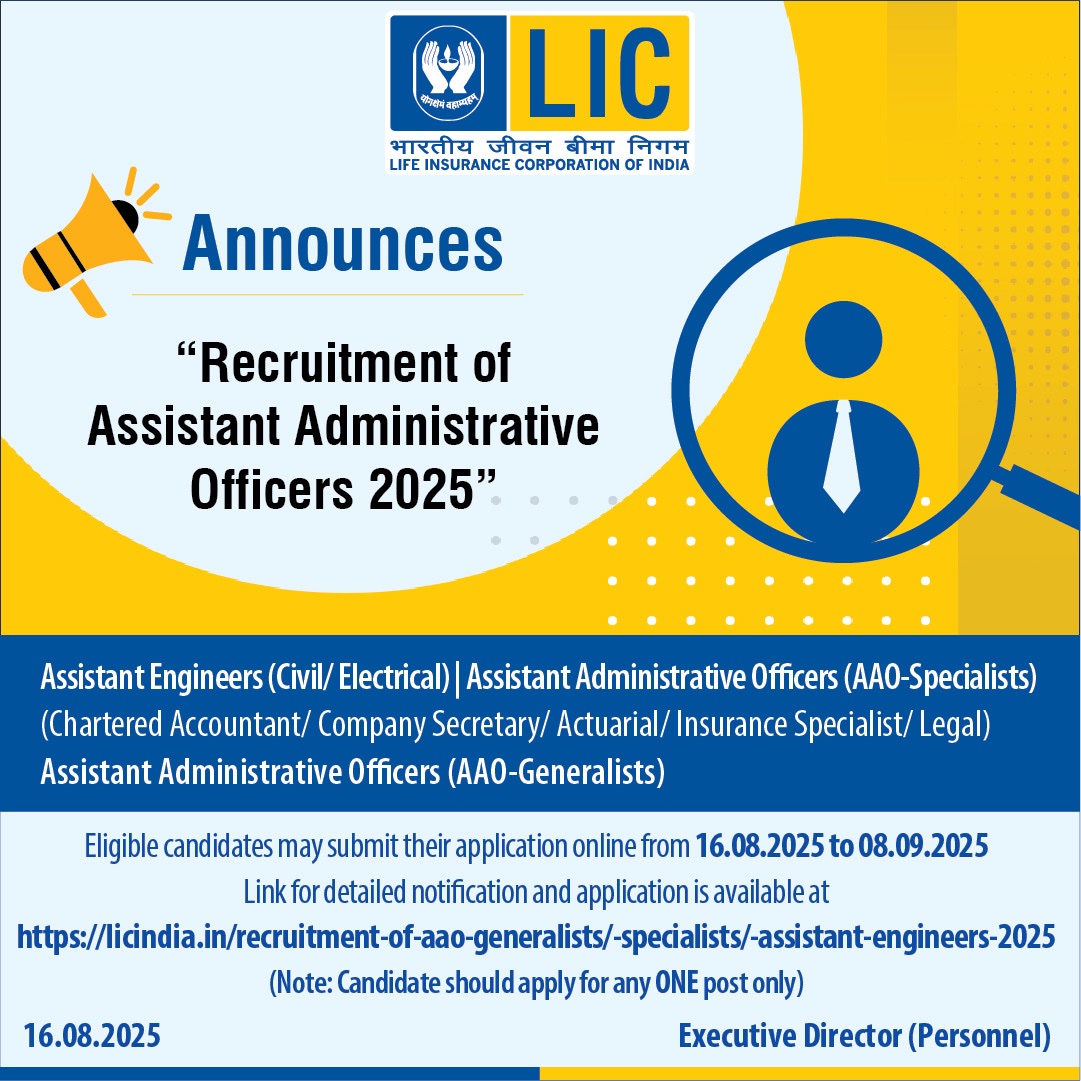 LICIndiaForever's tweet photo. A career built on the privilege of trust and the promise of service and stability— LIC invites applications for AAO (Generalists & Specialists)& AE 2025, your chance to grow with India’s most trusted institution. 

For more details, visit: https://t.co/7HbfIyPZHB

#LIC #CareerOpportunity