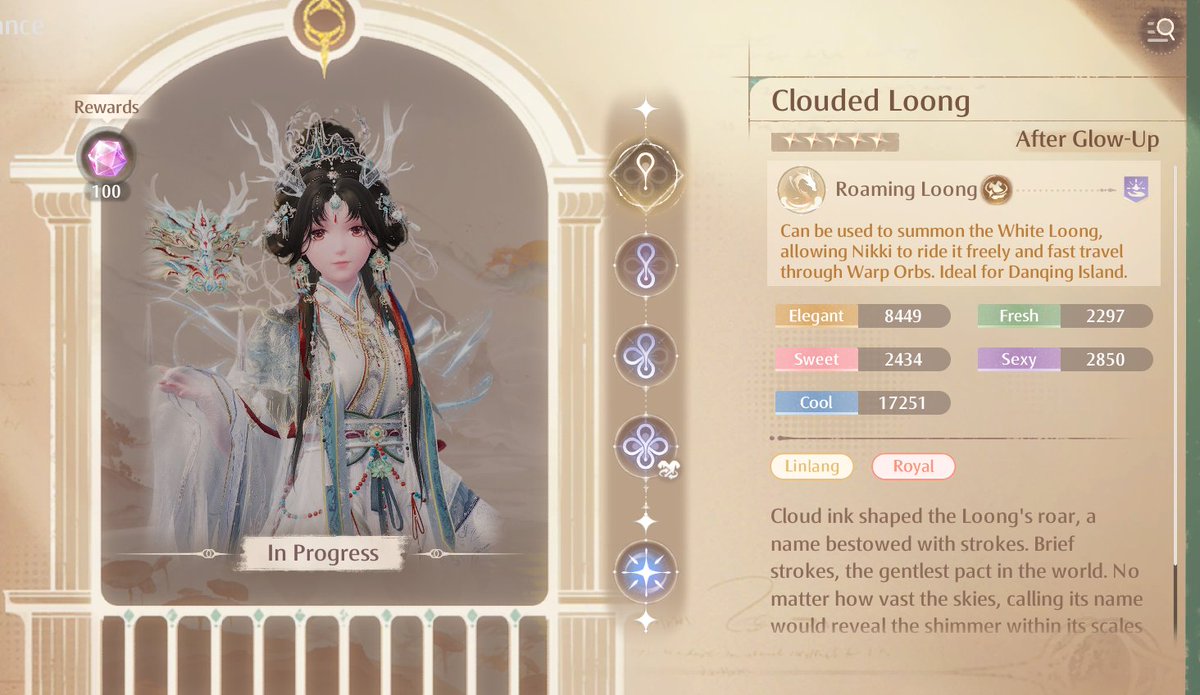 nekoesso's tweet photo. if you have items from crimson rahpsody , or the current dragon outfit if you have any pieces of these outfits you can mix them with other items to help you clear this round you only need five items that have royal tag i used items from wishful aurosa and crimson rahpsody https://t.co/3M6E04qEl2