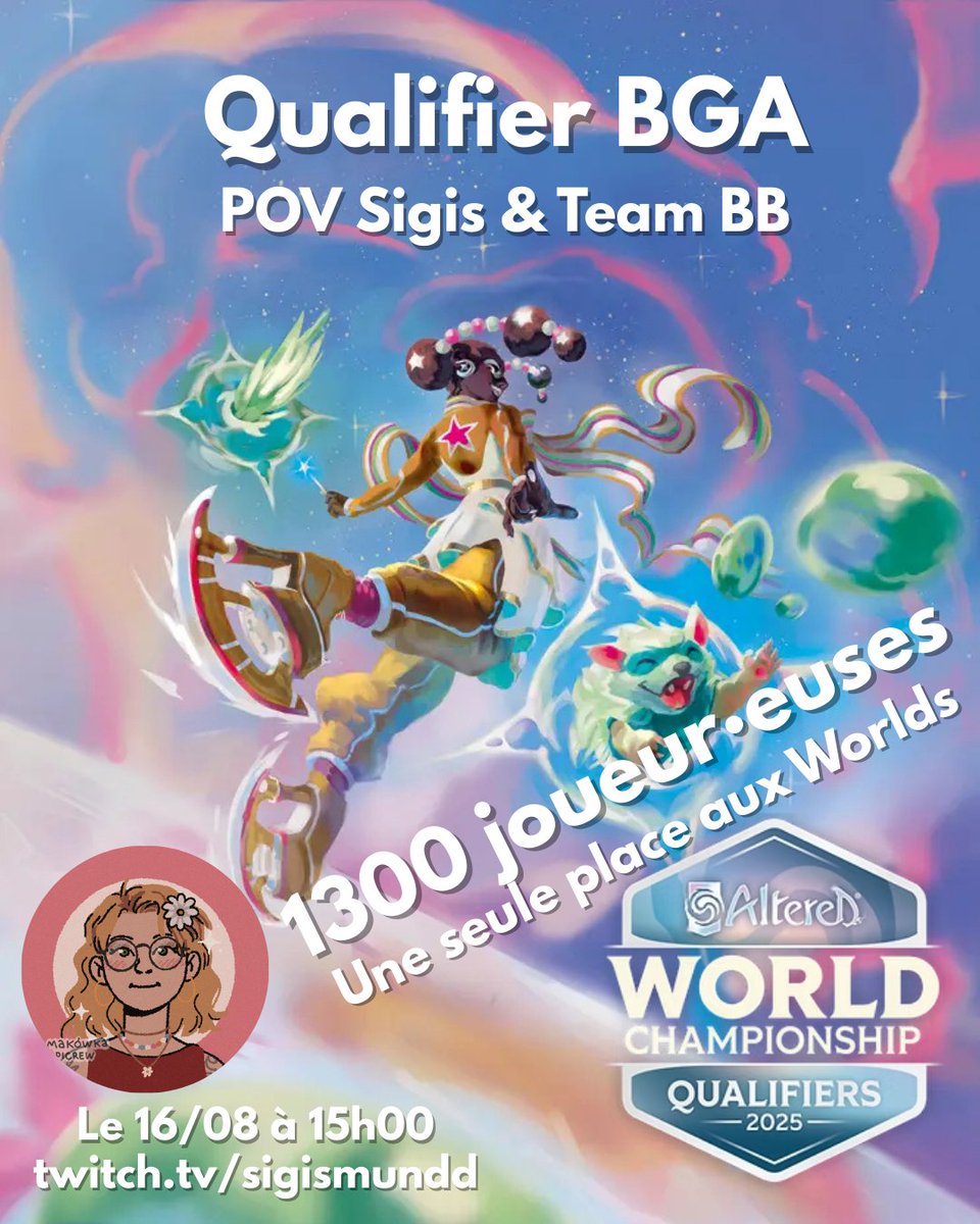 Sigis (@_sigismundd) on Twitter photo Aujourd'hui, à partir de 15h, je streamerai ma POV du Qualifier BGA de <a href="/Altered_TCG/">Altered TCG</a> !
On sera avec la team BB en vocal, et on va viser les étoiles!!
Pour éviter le streamhack pendant la compétition, il y aura 10 minutes de délai sur le live Aujourd'hui, à partir de 15h, je streamerai ma POV du Qualifier BGA de <a href="/Altered_TCG/">Altered TCG</a> !
On sera avec la team BB en vocal, et on va viser les étoiles!!
Pour éviter le streamhack pendant la compétition, il y aura 10 minutes de délai sur le live