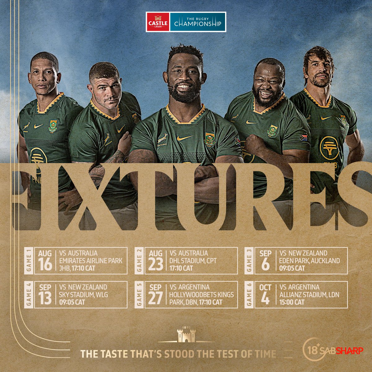 CastleLagerSA's tweet photo. Ixesha lifikile, Mzansi!​ 🇿🇦🏉

The Castle Rugby Champs is underway and @Springboks are back on the pitch to rep us!​

Dlala and QT with the game you're most excited to see, and you could win tickets to one of the upcoming matches! https://t.co/76PN7akWkH