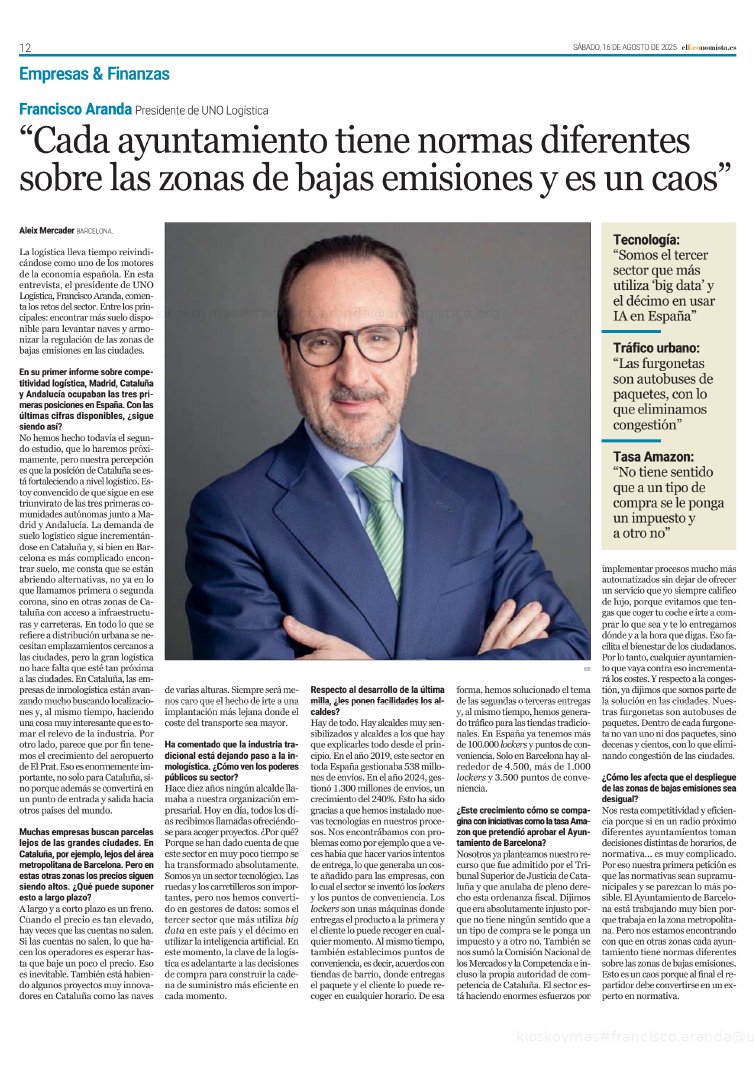 Francisco Aranda Manzano (@farandamanzano) on Twitter photo 📰 #ELECONOMISTA | Comparto esta entrevista publicada en <a href="/eleconomista/">El Economista</a>, en la que ofrezco una radiografía general del sector logístico en #Cataluña, con el foco puesto en cuestiones clave como la falta de suelo logístico, el grado de digitalización de nuestras empresas, la 📰 #ELECONOMISTA | Comparto esta entrevista publicada en <a href="/eleconomista/">El Economista</a>, en la que ofrezco una radiografía general del sector logístico en #Cataluña, con el foco puesto en cuestiones clave como la falta de suelo logístico, el grado de digitalización de nuestras empresas, la