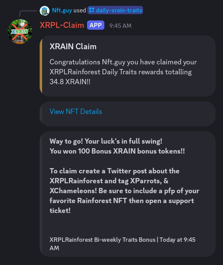 Nft.guy (@judasiscarr) on Twitter photo A big thanks to the <a href="/XRPLRainforest/">XRAIN / XRPL RAINFOREST</a> I just won an extra 100 Xrain. <a href="/XparrotsNFT/">XParrots / XRPL 🦜</a> and the entire <a href="/XRPLRainforest/">XRAIN / XRPL RAINFOREST</a> OG NFTs
Get your NFTs before the Floor price rises! linktr.ee/XRPLRAINFOREST
<a href="/XparrotsNFT/">XParrots / XRPL 🦜</a>
#XRPLMoonbirds
<a href="/XChameleonsNFT/">XCHAMELEONS / XRPL</a> A big thanks to the <a href="/XRPLRainforest/">XRAIN / XRPL RAINFOREST</a> I just won an extra 100 Xrain. <a href="/XparrotsNFT/">XParrots / XRPL 🦜</a> and the entire <a href="/XRPLRainforest/">XRAIN / XRPL RAINFOREST</a> OG NFTs
Get your NFTs before the Floor price rises! linktr.ee/XRPLRAINFOREST
<a href="/XparrotsNFT/">XParrots / XRPL 🦜</a>
#XRPLMoonbirds
<a href="/XChameleonsNFT/">XCHAMELEONS / XRPL</a>
