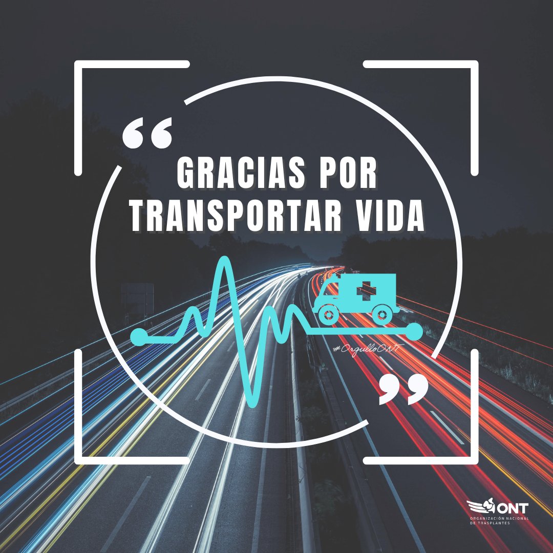 🚑 Para que un #trasplante pueda realizarse a tiempo, cada eslabón de la #cadenadevida cumple una función vital. Hoy queremos dar las gracias a todos los profesionales que trasladan #órganos por carretera, sin cuyo compromiso y labor nada sería posible. ¡Sois #OrgulloONT💙!