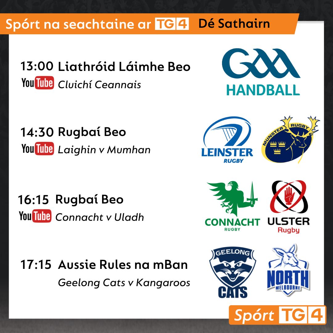 SportTG4's tweet image. Spórt an Lae ar @TG4TV  📺

#handball #rugby #aussierules