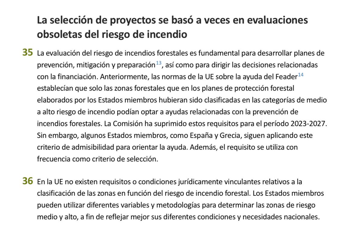 El Tribunal de Cuentas Europeo publicó este mismo 2025 una revisión de las inversiones en prevención y lucha contra incendios en cuatro Estados miembros, incluida España.

No podemos decir que no sabemos dónde está el problema. eca.europa.eu/ECAPublication… via <a href="/EUauditors/">European Court of Auditors</a>