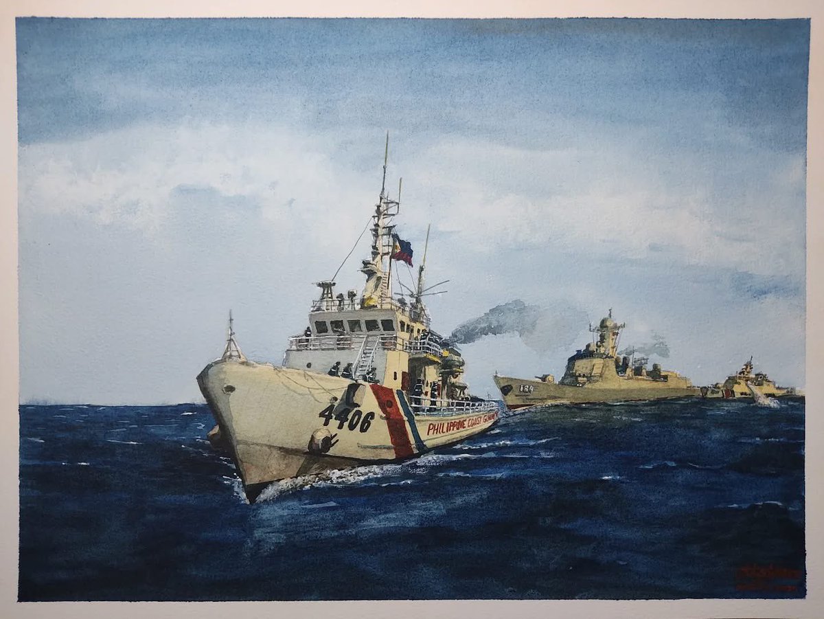 It seems China’s tentacles reported my profile which led to it being “locked” for a short time. 😂 Good thing I am a human and not an AI. 

Let us remind China of its stupid decision to collide &amp; disable its own coast guard ship in the West Philippine Sea. 

🎨: Biboy Sinon