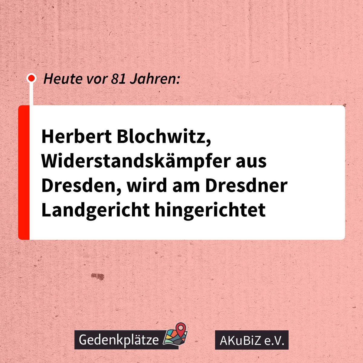 #OTD vor 81 Jahren: Herbert Blochwitz, Widerstandskämpfer aus Dresden, wird am Dresdner Landgericht hingerichtet gedenkplaetze.info/biografien/her…
