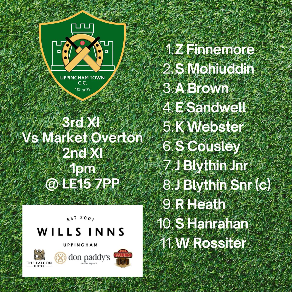 Uppingham Town CC (@utcc_) on Twitter photo Saturday line up - week 18!
Come on #UTCC ๐
๐ก1XI v <a href="/BarrowCricket/">Barrow Cricket Club</a> 1XI ๐บ
๐2XI v Dunton Bassett 1XI
๐3XI v <a href="/Marketovertoncc/">Market Overton CC</a>
๐1XI live on YouTube @UTCC-Cricket
๐ฅชThe Boundary Box open for teas๐ฐ
๐บBar open 2pm
#utcc #winningmindset #UTCCFamily #uppingham Saturday line up - week 18!
Come on #UTCC ๐
๐ก1XI v <a href="/BarrowCricket/">Barrow Cricket Club</a> 1XI ๐บ
๐2XI v Dunton Bassett 1XI
๐3XI v <a href="/Marketovertoncc/">Market Overton CC</a>
๐1XI live on YouTube @UTCC-Cricket
๐ฅชThe Boundary Box open for teas๐ฐ
๐บBar open 2pm
#utcc #winningmindset #UTCCFamily #uppingham