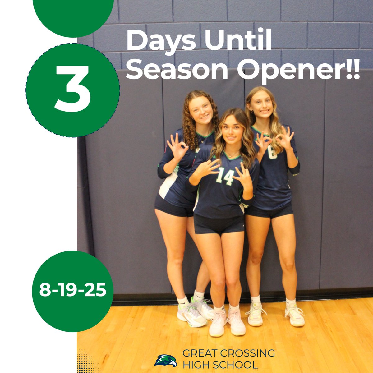 WarhawkVB's tweet photo. We can't wait to see you in our gym for our home opener in THREE days!
#talonsup🦅 https://t.co/6aZaenJYJ7