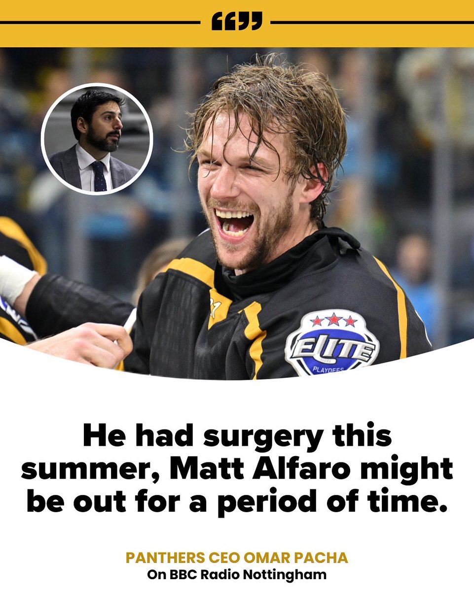 dailyeihl's tweet photo. On a BBC radio broadcast this Thursday, Panthers CEO Omar Pacha 🇨🇦 revealed that Matt Alfaro 🇨🇦 underwent surgery in the offseason and could be out for a period of time early in the season. https://t.co/9kI7iH1Mig