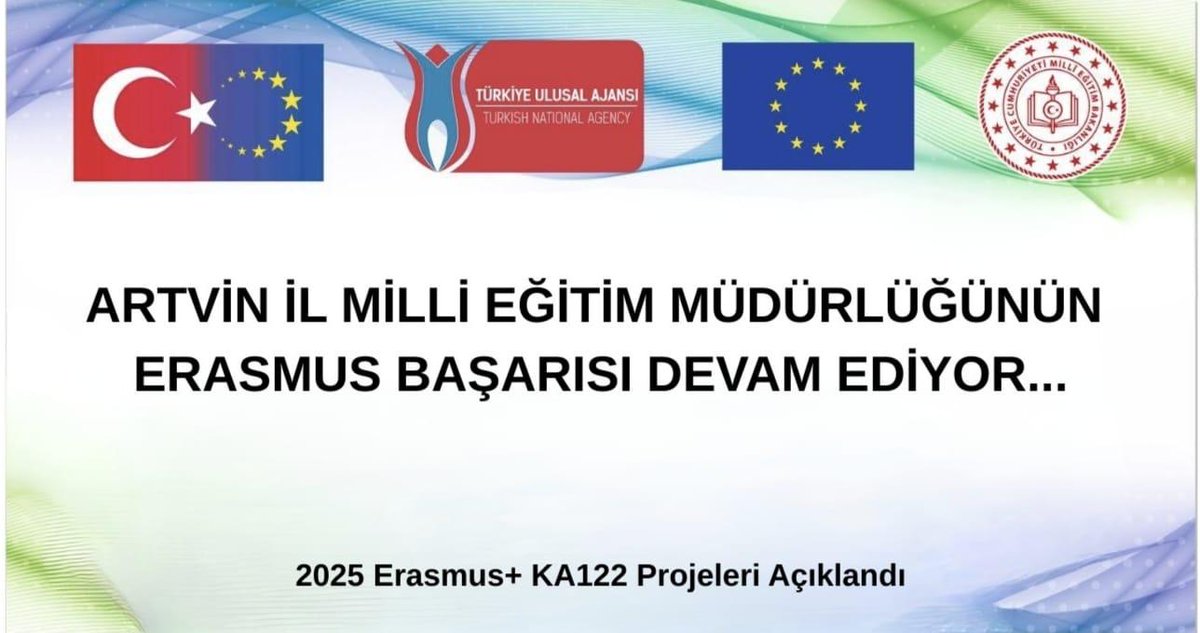 Artvin İl Milli Eğitimin Erasmus Başarısı Devam Ediyor 🌍✨
📢 2025 Erasmus+ KA122 Projeleri Açıklandı

<a href="/tcmeb/">Millî Eğitim Bakanlığı</a> <a href="/Yusuf__Tekin/">Yusuf Tekin</a> <a href="/artvinvaliligi/">T.C. Artvin Valiliği</a>
<a href="/FahriAcar08/">Fahri Acar</a>
 facebook.com/share/p/1Fgntb…
