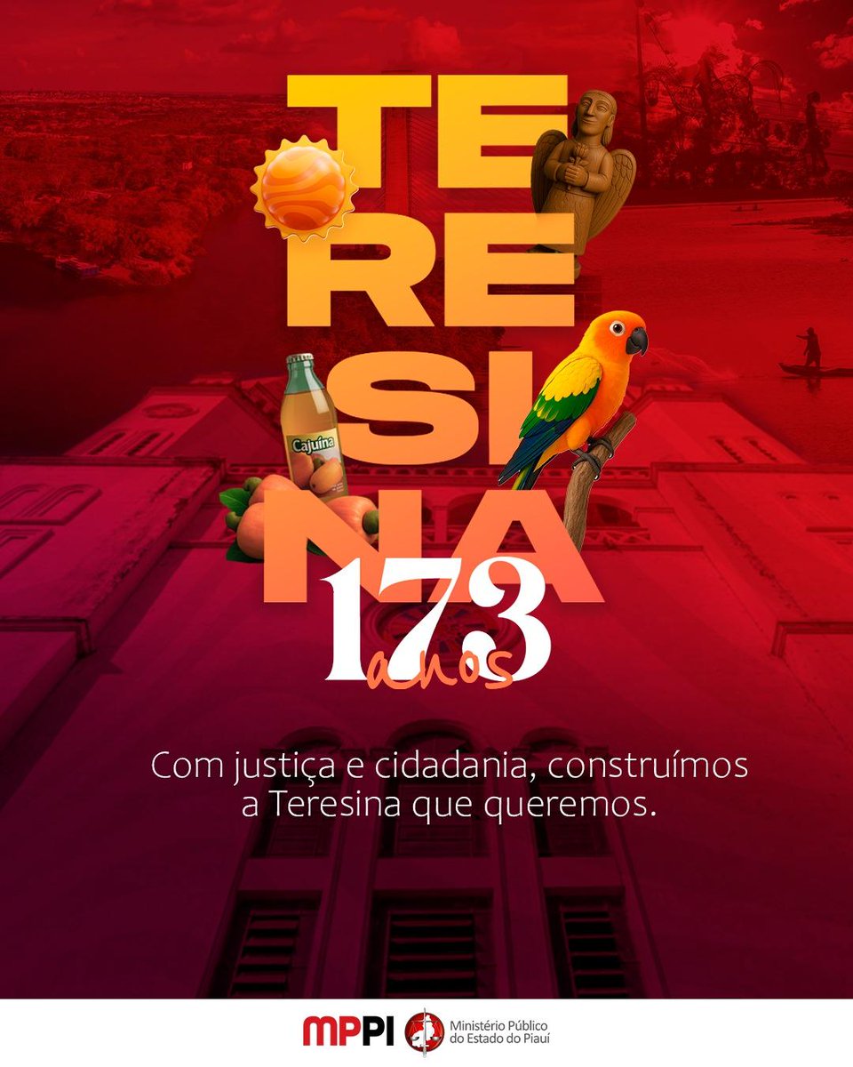 mppioficial's tweet photo. 🎉 Neste 16 de agosto, celebramos os 173 anos de Teresina!
💛 Que o espírito vibrante da nossa capital continue guiando ações que transformam vidas!
#MPPI
#MPPIPorVocê
#Teresina173Anos https://t.co/mus32Di04g