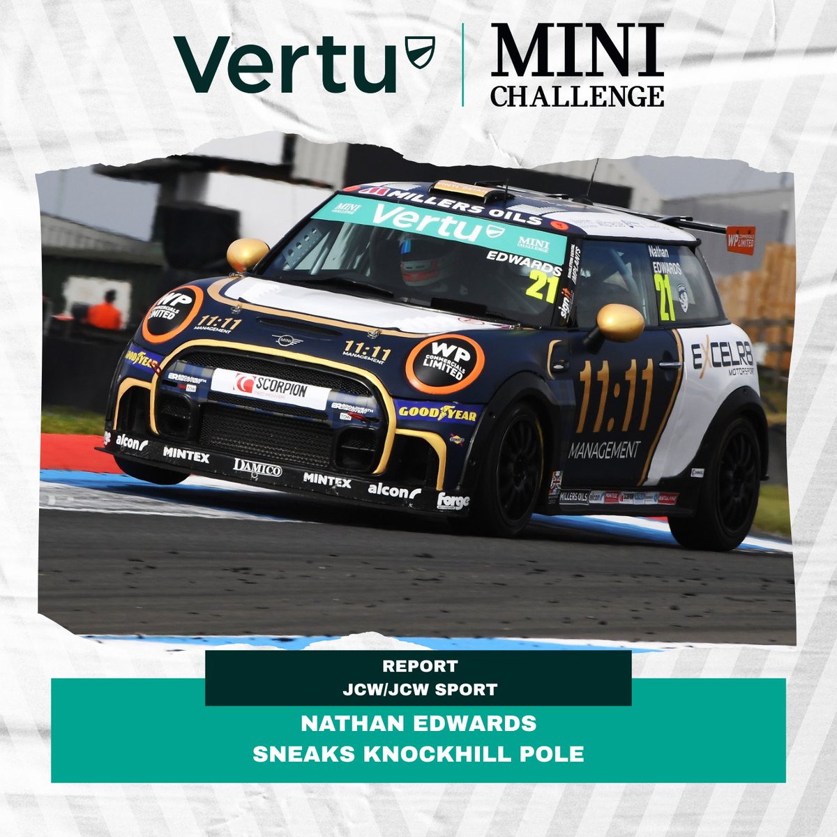 Nathan Edwards and Archie Johnson topped the times in Vertu MINI CHALLENGE qualifying at Knockhill Racing Circuit

Check out the details here: minichallenge.co.uk/2025/08/16/nat…

#VertuMINICHALLENGE #MINICHALLENGE