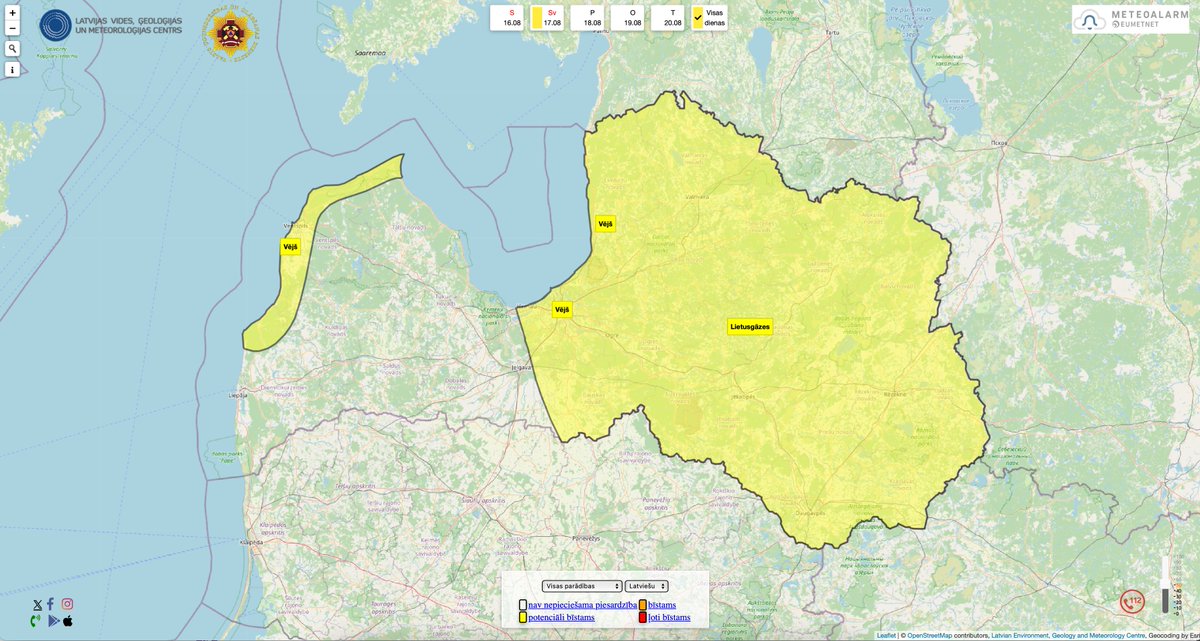 Šīs nakts otrajā pusē un svētdien no rīta piekrastes rajonos ziemeļrietumu, rietumu vējš pastiprināsies brāzmās līdz 20 m/s.