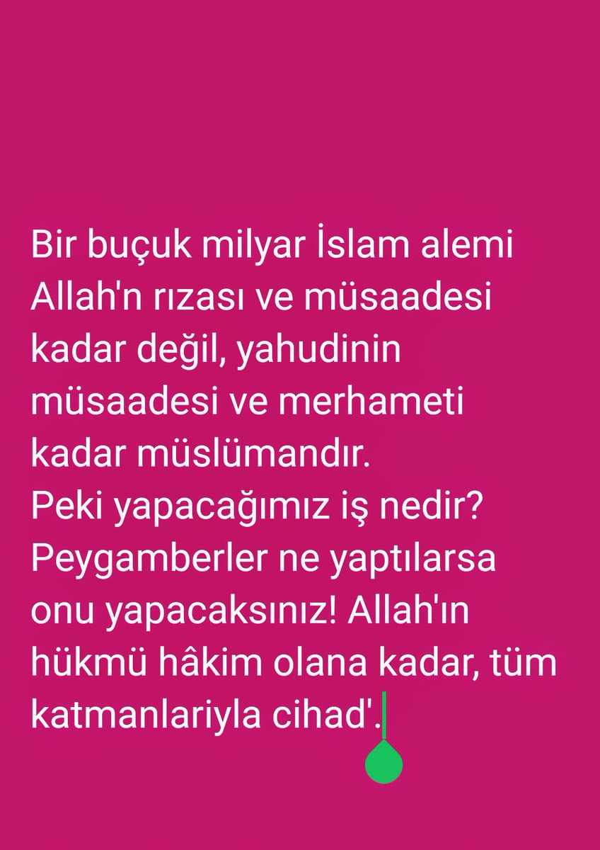 Ümmetin kurtuluş reçetesi.