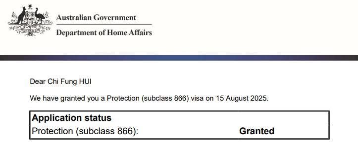 Ex-Hong Kong lawmaker <a href="/tedhuichifung/">Ted Hui (Chi-fung Hui)</a> and family have been granted asylum status in Australia. Statement: facebook.com/share/p/1BJk5K…