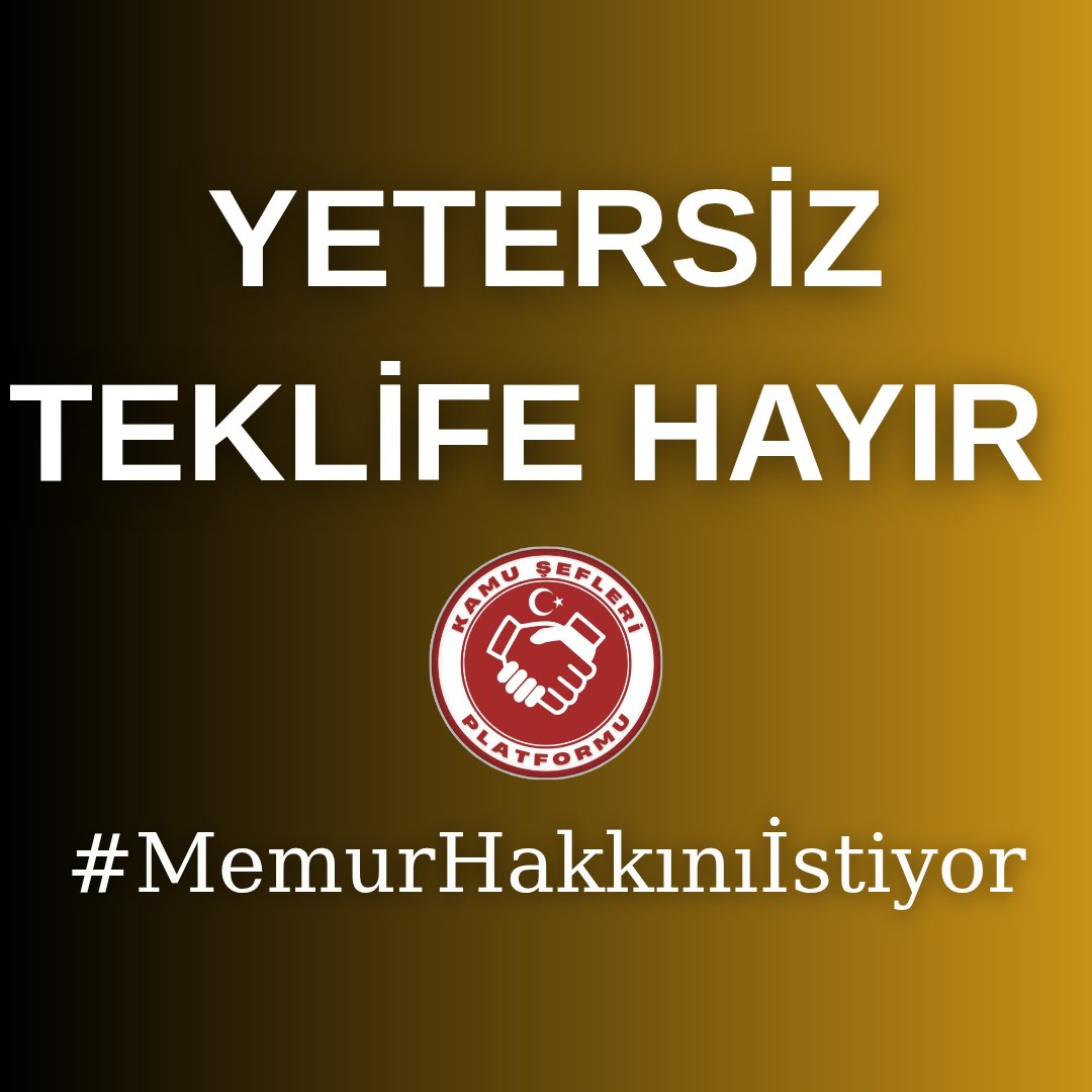KAMU ŞEFLERİ PLATFORMU (@kamusefleri) on Twitter photo 🔴 Hükümetin Teklifi:
2026: %10 + %6
2027: %4 + %4
Kabul Edilemez
🟢 Kamu Şefleri’nin Talepleri:
📌 3600 Ek Gösterge
📌 %135 ÖHT
📌 %170 Ek Ödeme
#KamuŞefleri
<a href="/RTErdogan/">Recep Tayyip Erdoğan</a> <a href="/isikhanvedat/">Prof. Dr. Vedat Işıkhan</a> <a href="/memetsimsek/">Mehmet Simsek</a> <a href="/_aliyalcin_/">Ali YALÇIN</a> <a href="/OnderKahveci/">Önder Kahveci</a>
#MemurHakkınıİstiyor 🔴 Hükümetin Teklifi:
2026: %10 + %6
2027: %4 + %4
Kabul Edilemez
🟢 Kamu Şefleri’nin Talepleri:
📌 3600 Ek Gösterge
📌 %135 ÖHT
📌 %170 Ek Ödeme
#KamuŞefleri
<a href="/RTErdogan/">Recep Tayyip Erdoğan</a> <a href="/isikhanvedat/">Prof. Dr. Vedat Işıkhan</a> <a href="/memetsimsek/">Mehmet Simsek</a> <a href="/_aliyalcin_/">Ali YALÇIN</a> <a href="/OnderKahveci/">Önder Kahveci</a>
#MemurHakkınıİstiyor