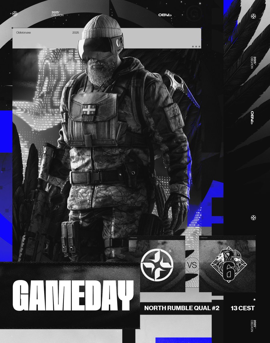 It’s Qualifier 2 day. 

We learned from Q1 - now it’s about the response. Same ambition, sharper details. Let’s bounce back. 

#OblivionGaming #NorthRumble #RainbowSixSiege