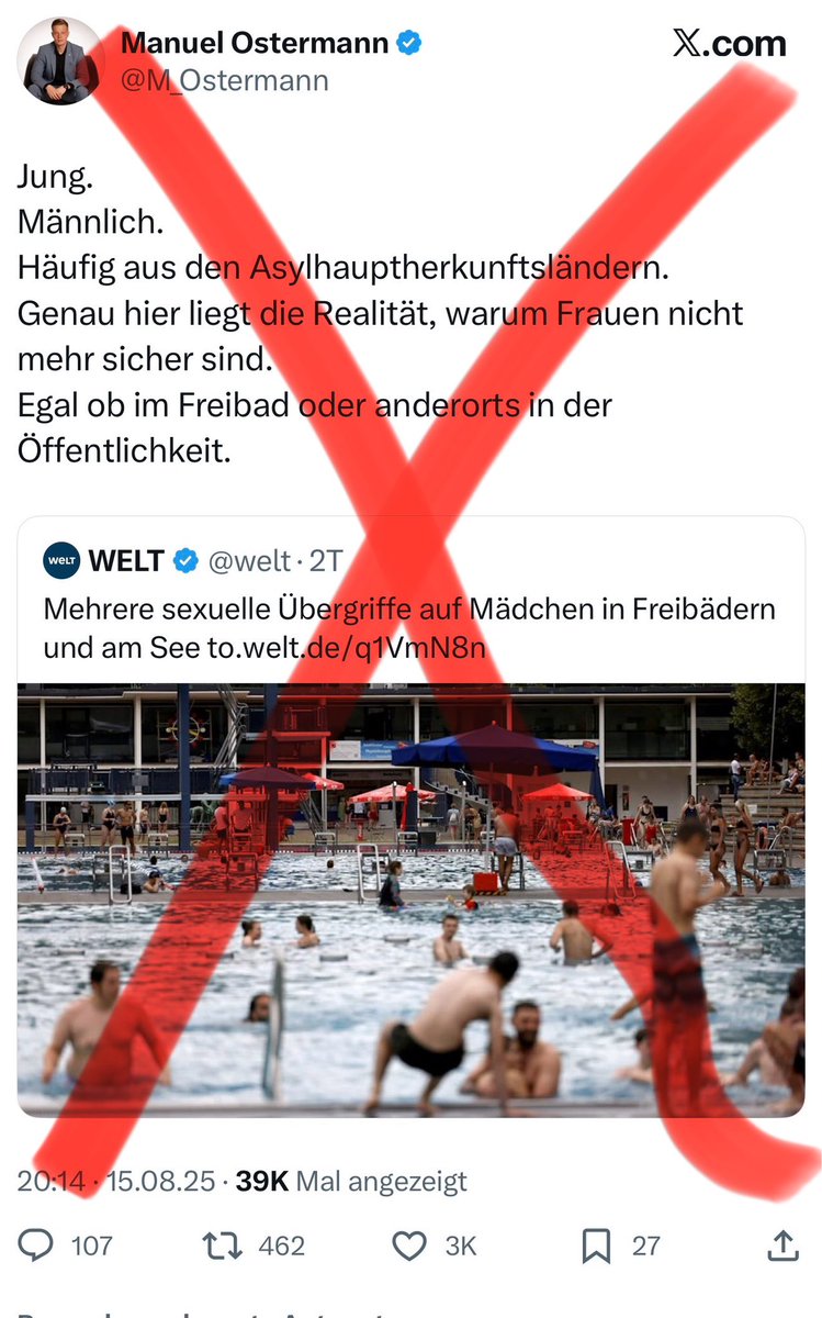 Jung. Männlich. Immer für Verzerrungen und r*cht*n Populismus  zu haben. Egal ob im Netz oder offline. Ist Ostermanns politische Einstellung repräsentativ für unsere Polizei? Das wäre fatal.