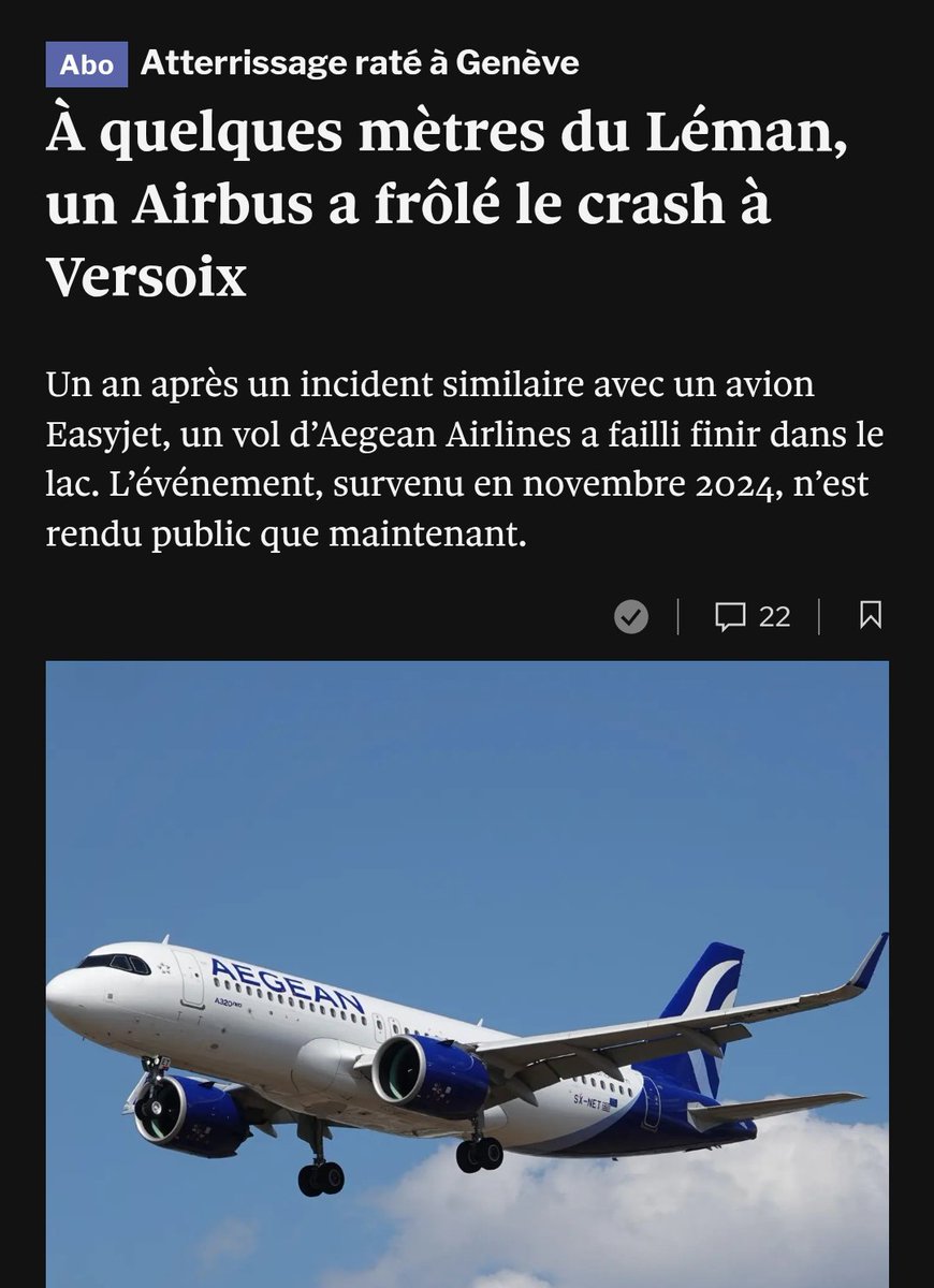 C’est le 2e incident similaire sur une période d'un an sur la même approche à Genève. Mais cette fois, l’eau du Léman – et la catastrophe – étaient à quelques secondes. On ne découvre qu'aujourd'hui l'ampleur du danger. Mon enquête 👇
tdg.ch/geneve-un-airb…
