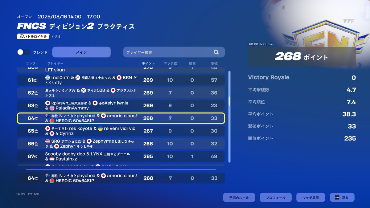 64位
ラスマ初動死GG