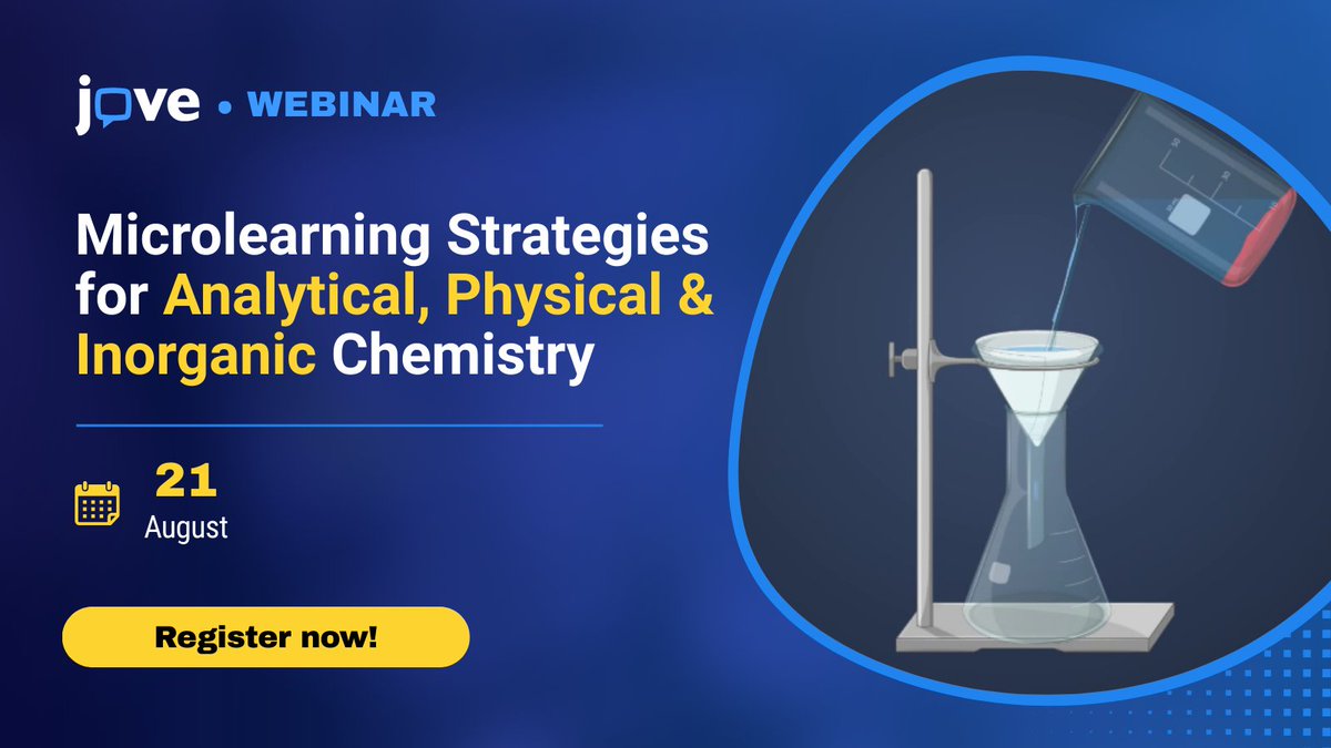 JoVEJournal's tweet photo. 📢 Upcoming Webinar - Microlearning Strategies for Analytical, Physical &amp; Inorganic Chemistry
💡Explore how microlearning helps break down complex chemistry concepts into digestible, visual units.

👉 Reserve your spot! Choose your region &amp; register now: https://t.co/WE5nCvuBhy https://t.co/kVhhcz3YJt