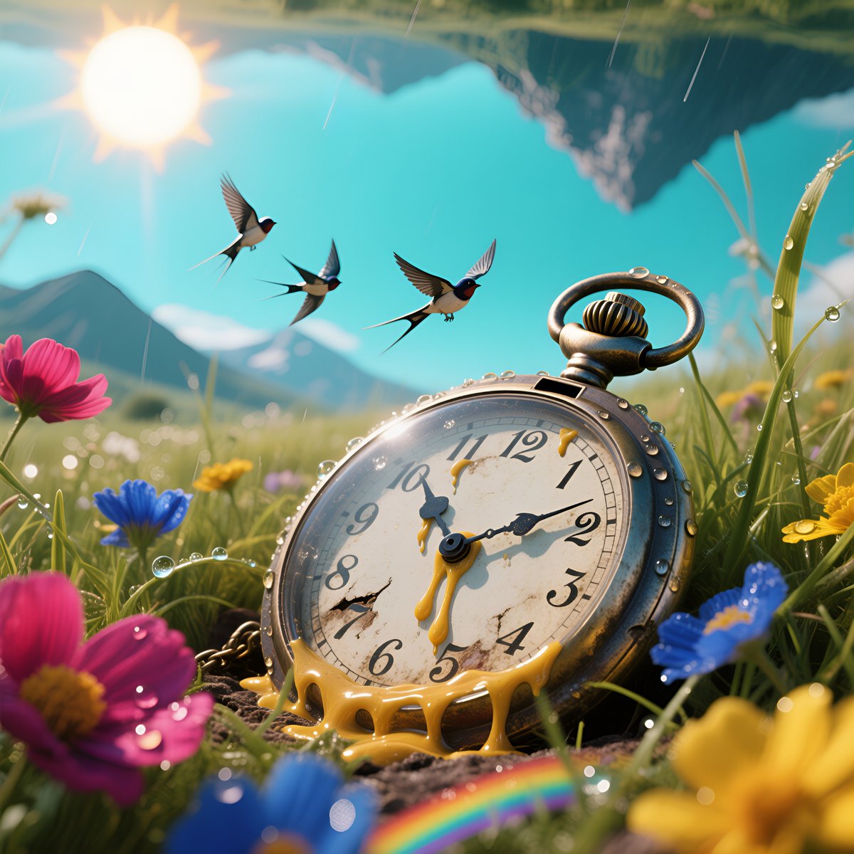 PromptSin's tweet image. Time is melting away—cherish every moment! 🌸🕰️ Embrace the beauty of now. #SeizeTheDay #TimeFlies