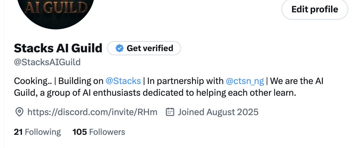 3hunnatheartist.btc (@3hunnatheartist) on Twitter photo The <a href="/StacksAIGuild/">Stacks AI Guild</a> began as just an idea in a space — now it’s becoming reality.
Grateful for the support from the @stacks ecosystem. Big things ahead.
Follow along and tap in to learn more. ⚡ The <a href="/StacksAIGuild/">Stacks AI Guild</a> began as just an idea in a space — now it’s becoming reality.
Grateful for the support from the @stacks ecosystem. Big things ahead.
Follow along and tap in to learn more. ⚡