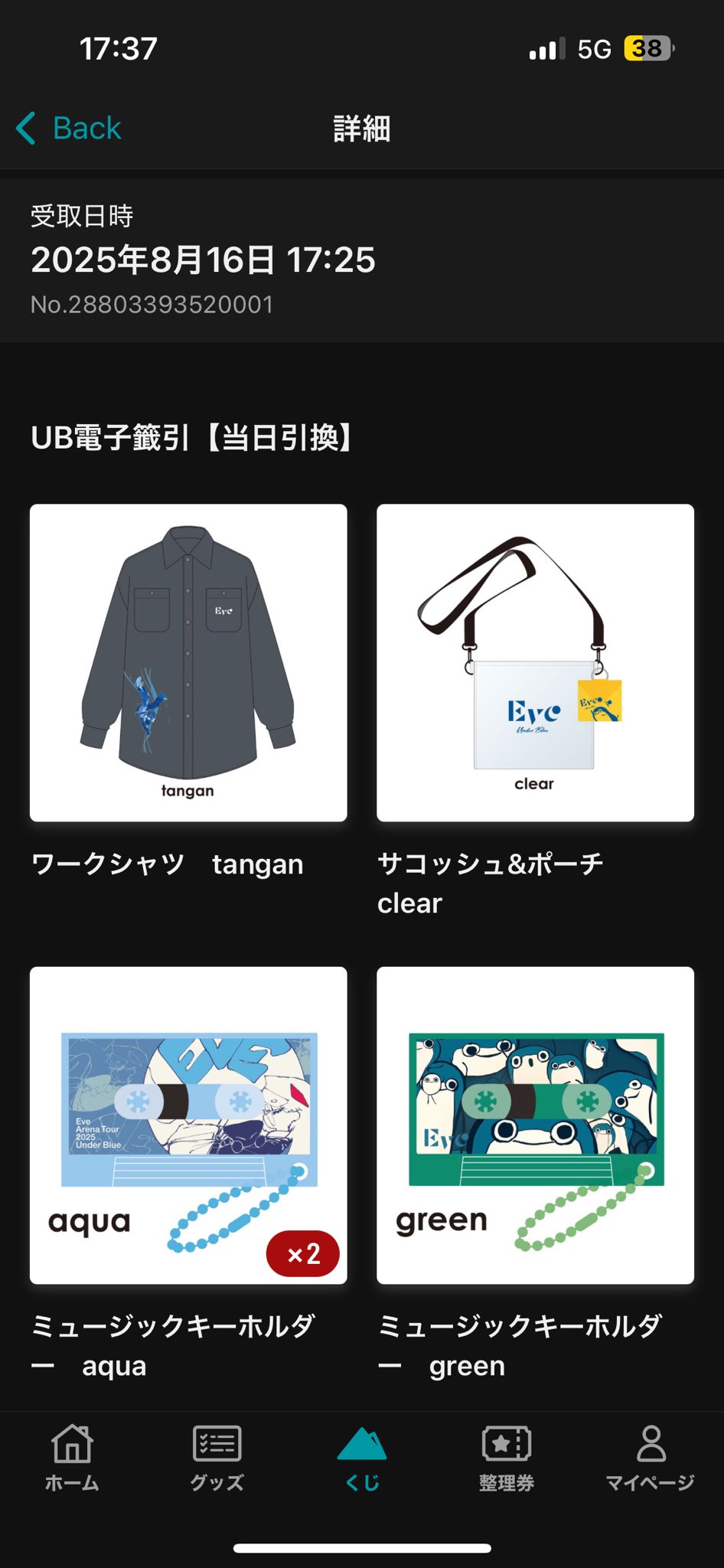 Eve 「Under Blue」くじ D賞ミュージックキーホルダーgreen