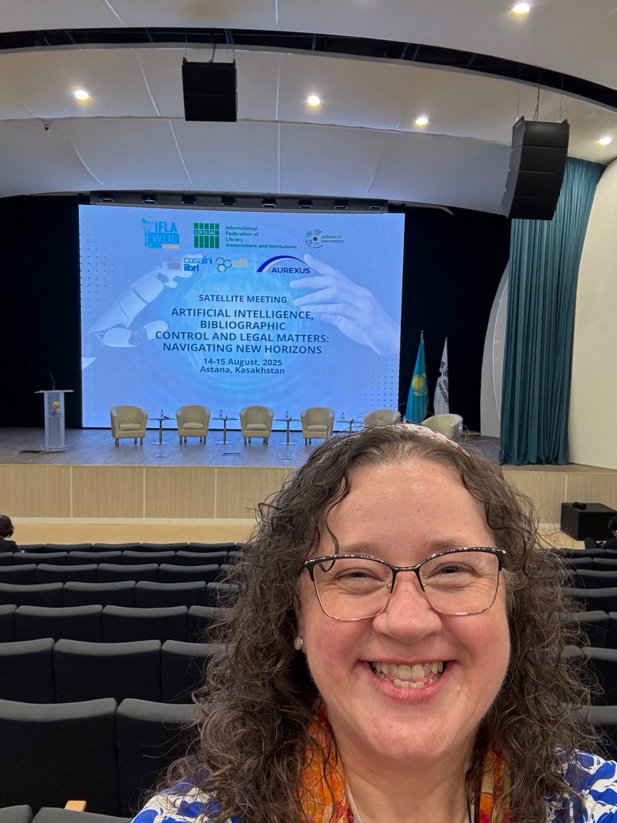 sarahamber's tweet photo. Arrived early to #WLIC2025 for pre-conferences. At session on AI &amp; Bibliographic Control, heard about projects in medicine, agriculture, &amp; cultural artifacts, a new IFLA publication for thinking about AI in libraries &amp; an effort to overcome language barriers in research. https://t.co/jClU7h18cR