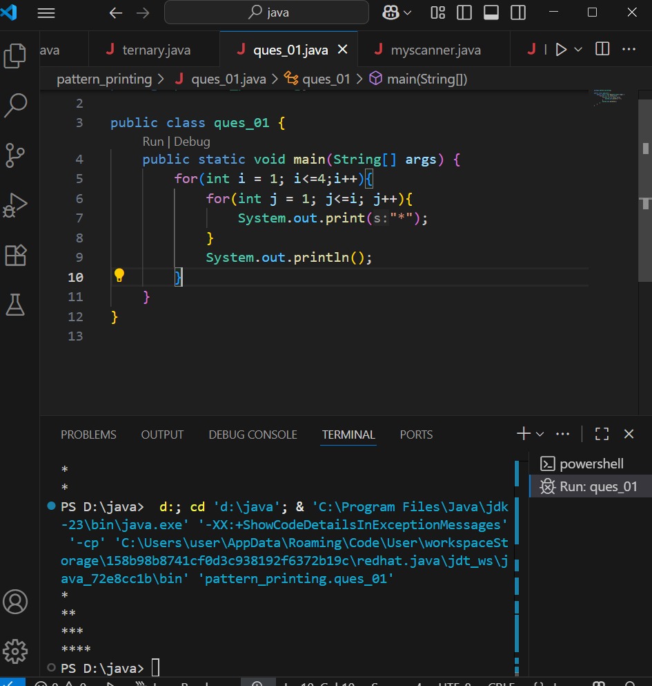 sonu2016841's tweet image. Day 3 of Java &amp;gt;☕
Today I solved 30+ pattern printing questions✅.

Honestly, it was challanging 😰 if you go to advance pattern printing questions.

How many pattern problems did you solve before you started feeling confident?

#java  #Dsa #appdev #100DaysOfCode #coading