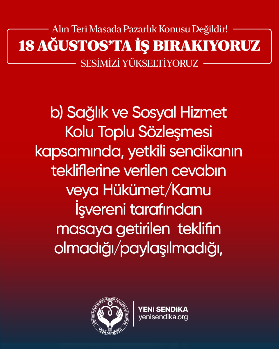 YenisendikaORG's tweet image. 1 Ocak 2026-31 Aralık 2027 dönemi için kamu görevlilerinin bütününün ve sağlık ve sosyal hizmet kolundaki kurumlarda görev yapan sağlık çalışanları ile sosyal hizmet çalışanlarının maaşlarına yapılacak artışları, mali ve sosyal haklarını belirlemek üzere 28 Temmuz 2025 tarihinde…