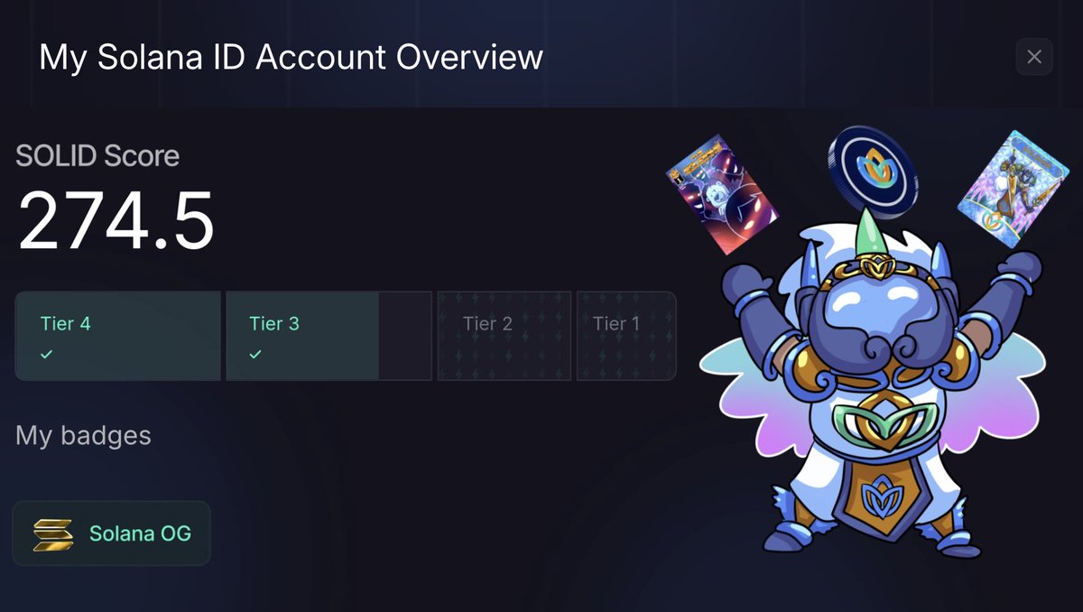 MythJinn ⌘ (@mathmythx) on Twitter photo Get solid, stay solid.
With <a href="/solanaidentity/">Solana ID 🪷</a>, you unlock perks and rewards from every corner of the Solana ecosystem.
Just minted my Solana ID and I'm now collecting infinite perks on-chain.
Get yours 👉
app.solana.id/?ref=w9wghV&im… Get solid, stay solid.
With <a href="/solanaidentity/">Solana ID 🪷</a>, you unlock perks and rewards from every corner of the Solana ecosystem.
Just minted my Solana ID and I'm now collecting infinite perks on-chain.
Get yours 👉
app.solana.id/?ref=w9wghV&im…