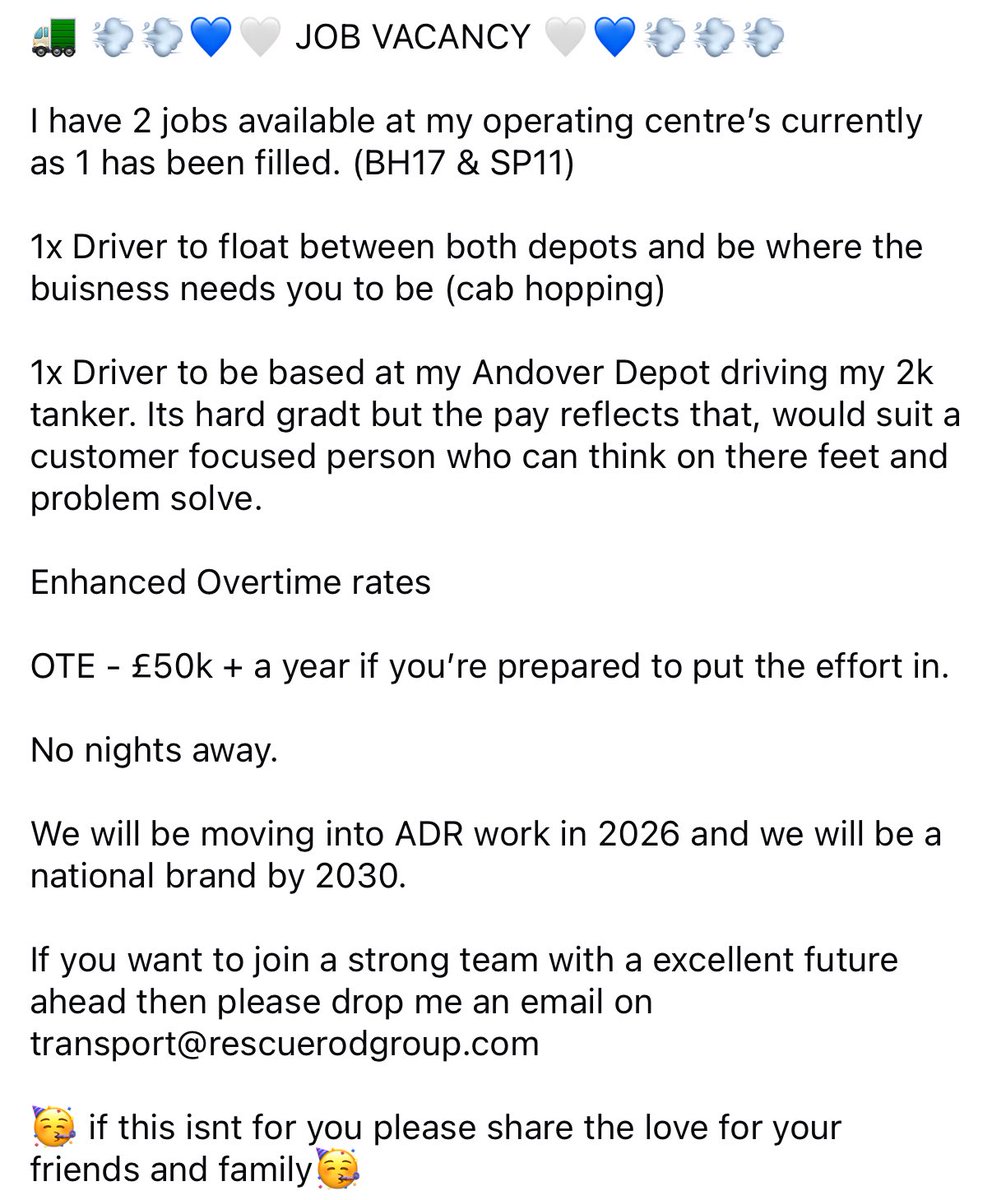 RescueRodLTD's tweet photo. Job Vacancy! Please share
💙🤍 https://t.co/57Jl38KSeD