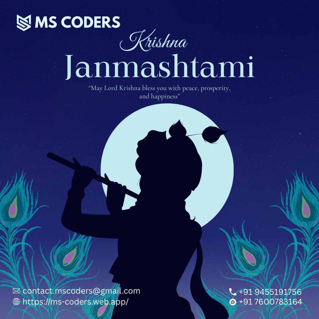 MSCoders_'s tweet image. 🌸✨ Happy #KrishnaJanmashtami!
May Lord Krishna bless you with love, wisdom, and prosperity. 💙🦚

#Janmashtami #MSCoders #FestivalOfFaith #Blessings