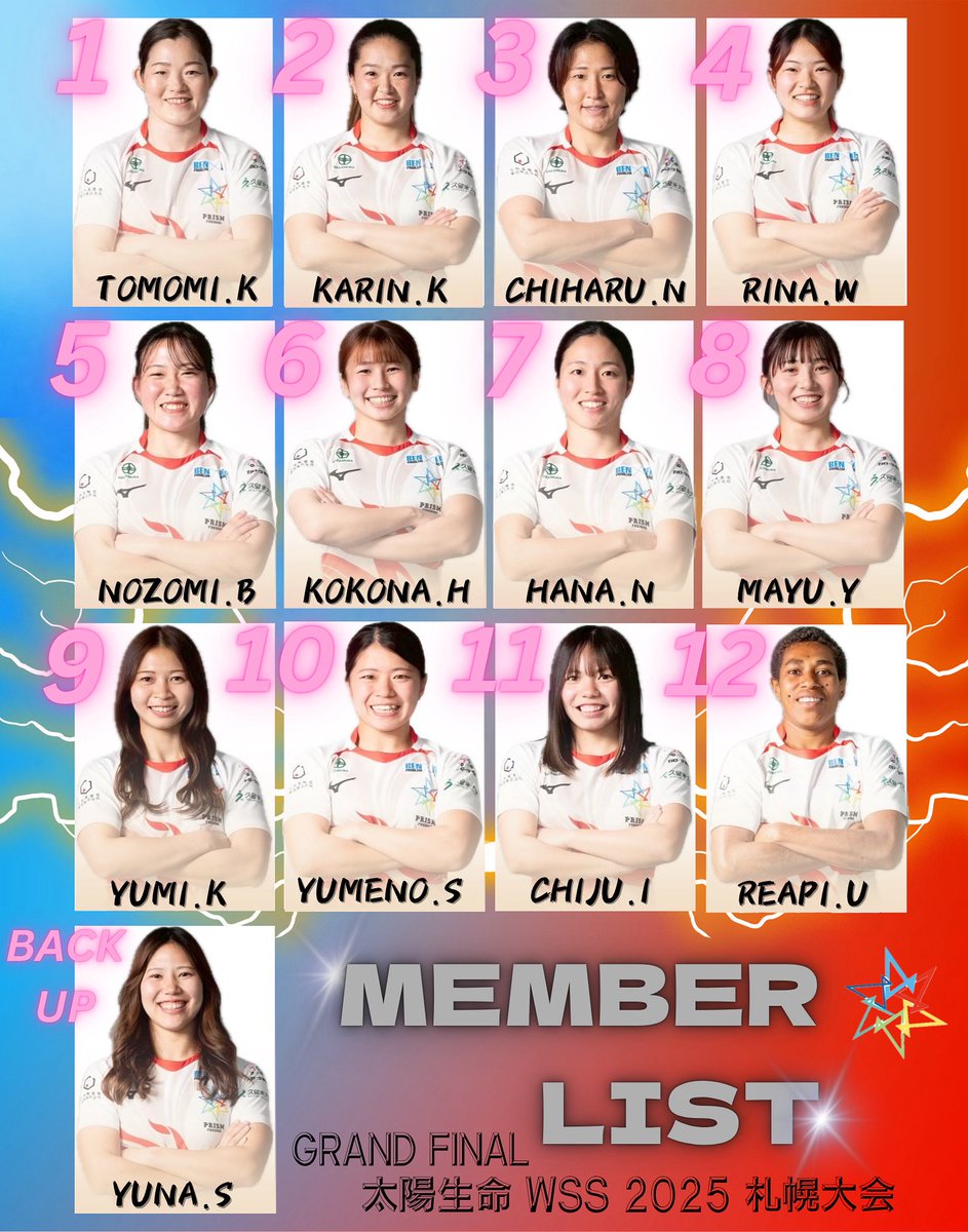 🏆太陽生命women's sevens series2025 グランドファイナル札幌大会

この13人で戦います！🔥
応援よろしくお願いします🌈🙇🏻