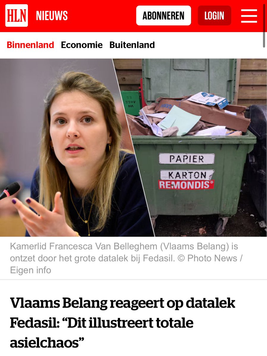 Francesca Van Belleghem (@francescavbel) on Twitter photo BELANGRIJK ‼️ De controle over onze grenzen en het grondgebied moet teruggenomen worden door een onmiddellijke asielstop in te voeren. 
Enkel op die manier kan de zelfdestructie van de samenleving worden gestopt. 
Onze burgers hebben recht op een betrouwbare overheid die opkomt BELANGRIJK ‼️ De controle over onze grenzen en het grondgebied moet teruggenomen worden door een onmiddellijke asielstop in te voeren. 
Enkel op die manier kan de zelfdestructie van de samenleving worden gestopt. 
Onze burgers hebben recht op een betrouwbare overheid die opkomt