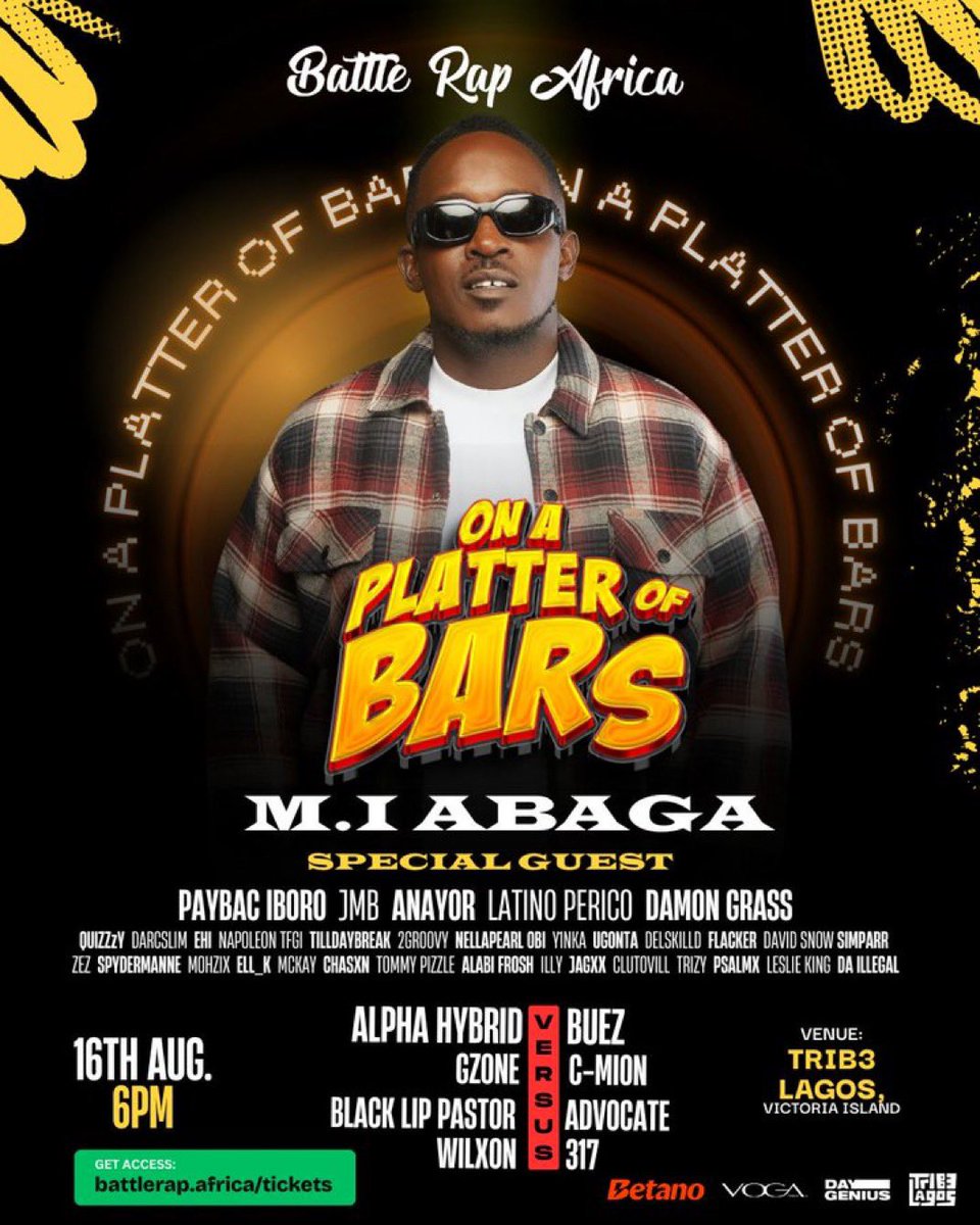EVENT DAY! 

SEE YOU GUYS AT THE EVENT BY 6PM. 

VENUE: TRIB3 LAGOS, V.I LAGOS

GET YOUR TICKETS AT THE VENUE