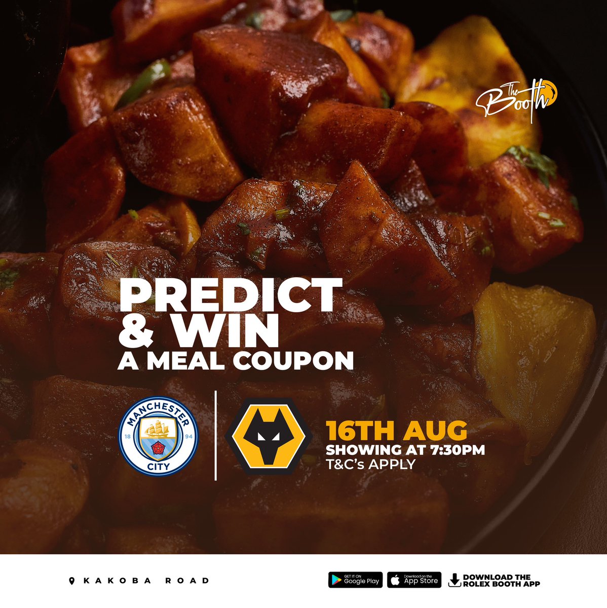 Premier League returns with #TheBooth Give Away alerts.👋

PREDICT AND WIN A Meal Voucher.

🎟️|| 2 Meal Vouchers to the first 2 correct score predictions for Wolves Vs Mancity tonight.

Drop comment before Kickoff.

#TheBoothExperience 
#VisitRolexBooth
