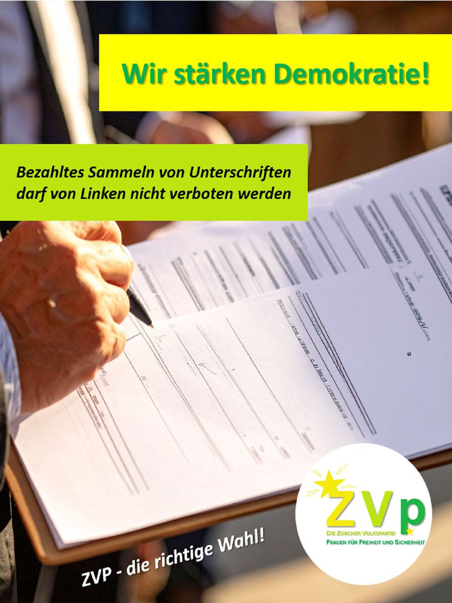msn.com/de-ch/nachrich…

Um die demokratischen Rechte des Volkes zu stärken, darf der Anreiz zum bezahlten Sammeln von Unterschriften nicht verboten werden. Wir müssen unseren Einfluss auf staatliche Querulanten-Gesetze wahren.