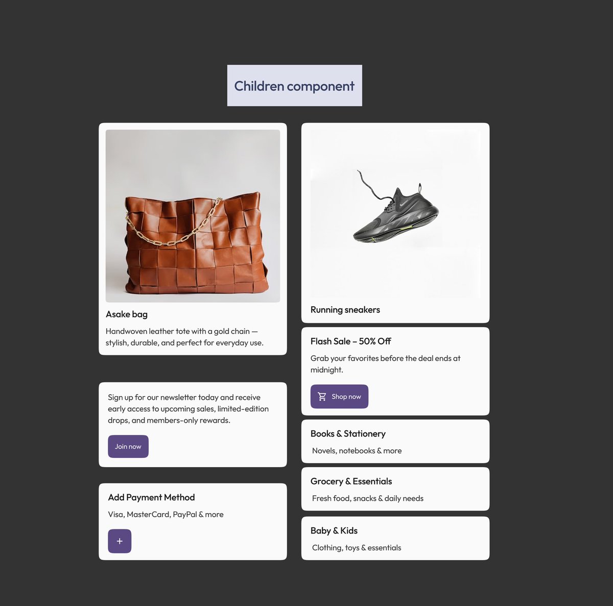 zaycupcake's tweet image. Components keep designs consistent and easy to scale. One parent card powers all these variations. #Figma #DesignSystems #uidesign #UXDesign
