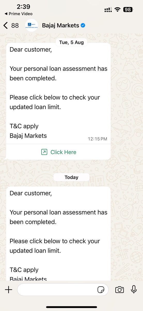 pradeepgupta102's tweet photo. @bajajfinservmf pls stop sending these messages. https://t.co/cxaB3JpU2U