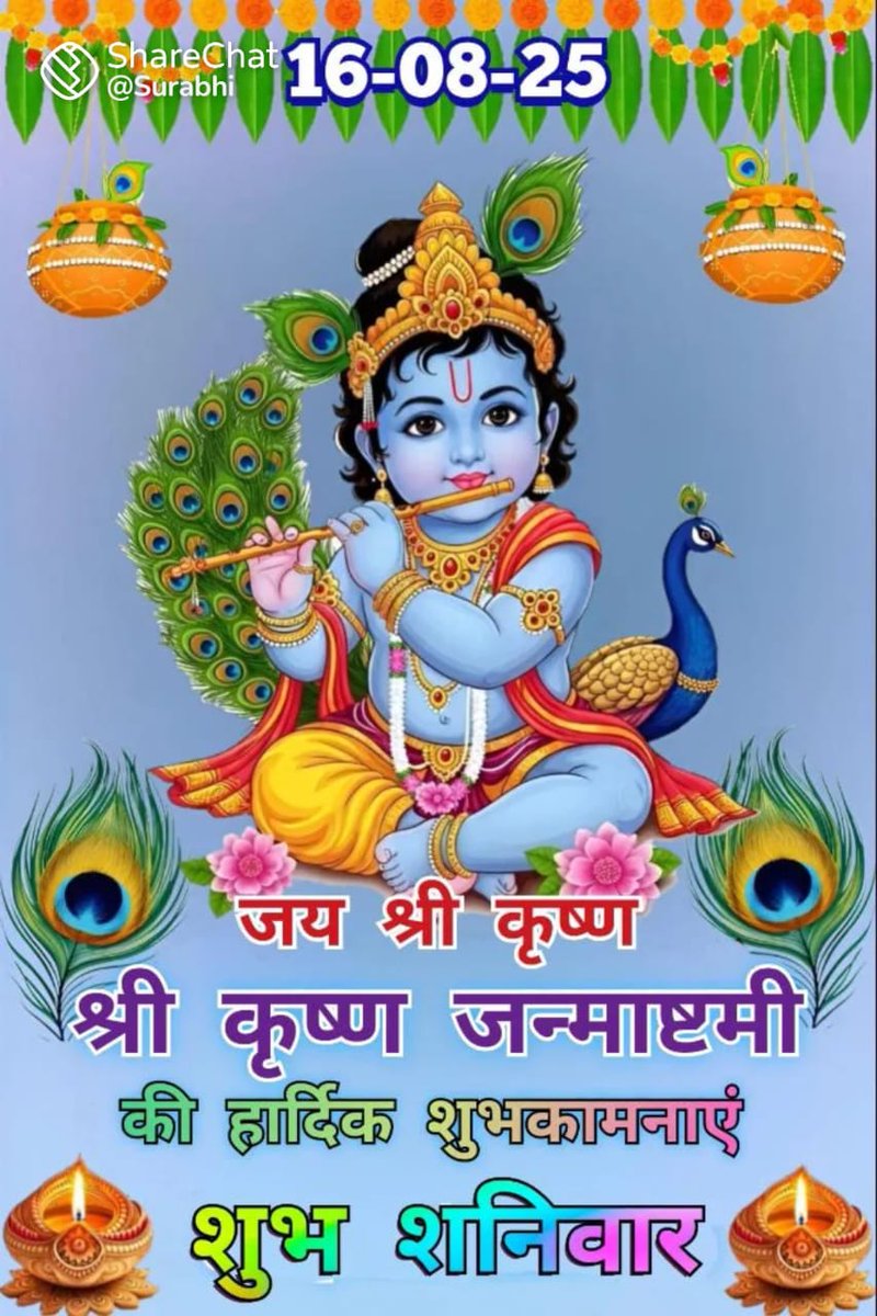 सभी कृष्ण भक्तों को पावन पुनीत पर्व जन्माष्टमी की ढेरसारी शुभकामनाएं । आप सभी भक्तों पर नर श्रेष्ठ नारायण का विशेष अनुकम्पा बनी रहे। आप निज जीवन में वांछित महत्वाकांक्षाओं को प्राप्त करें। आप सब दीर्घायु और स्वास्थ्य हों।
<a href="/Rahulbihariii/">Rahul Bihari 🇮🇳</a> <a href="/subhash76898991/">Subhash Kumar Jha</a>