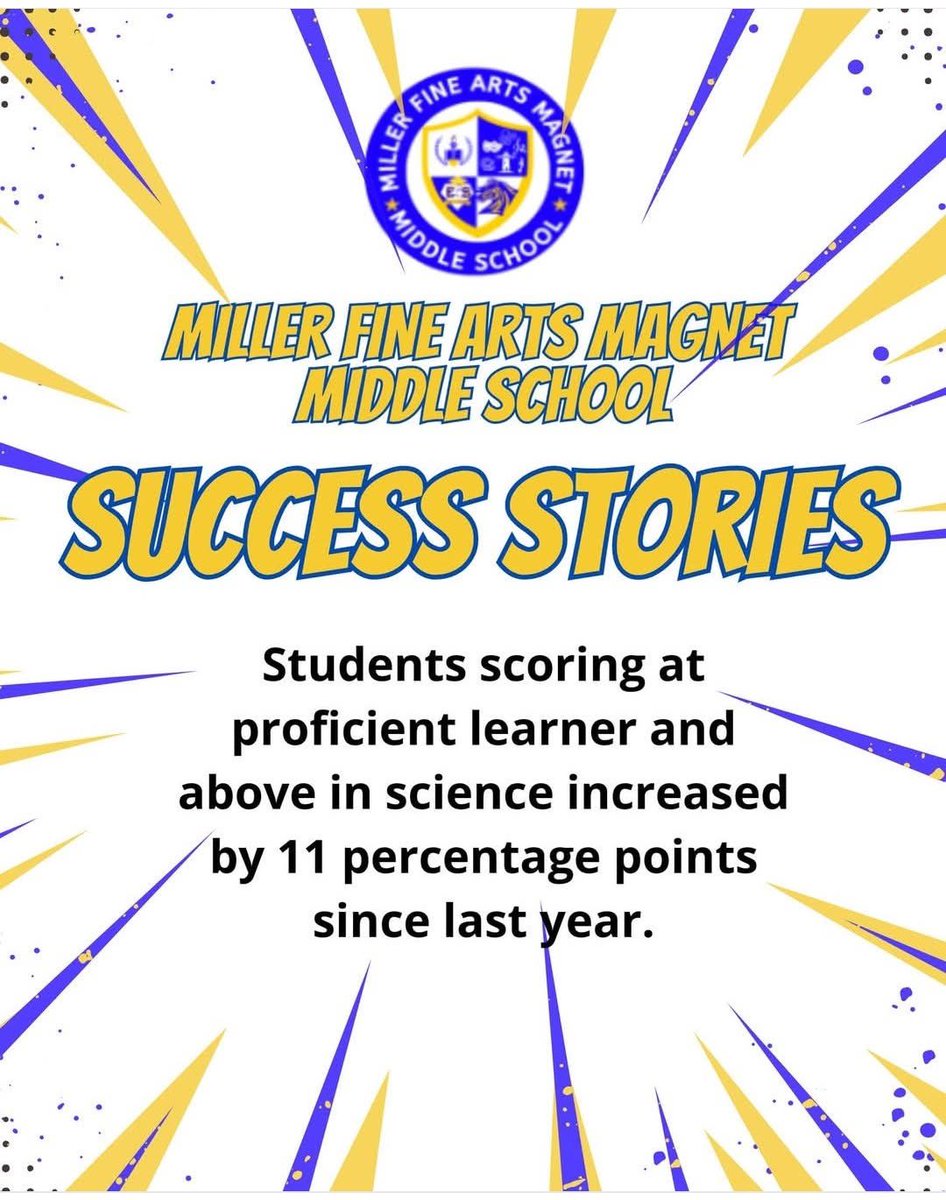 Congratulations to Miller Fine Arts Magnet Middle School for showing great success on the science section of the Georgia Milestone! #Built4Bibb