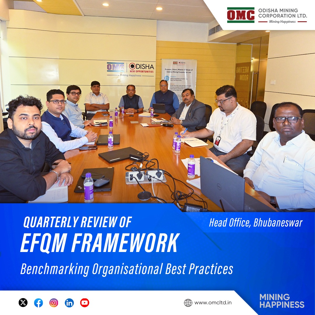 odisha_mining's tweet photo. Odisha Mining Corporation, held its quarterly review of #EFQM Framework in the presence of Directors &amp; senior officials. The review covered business strategy, #ERM, #EESG, and Digital Transformation, reaffirming OMC’s strong commitment to #BusinessExcellence.

#SustainableGrowth https://t.co/lXE7HJa5JP