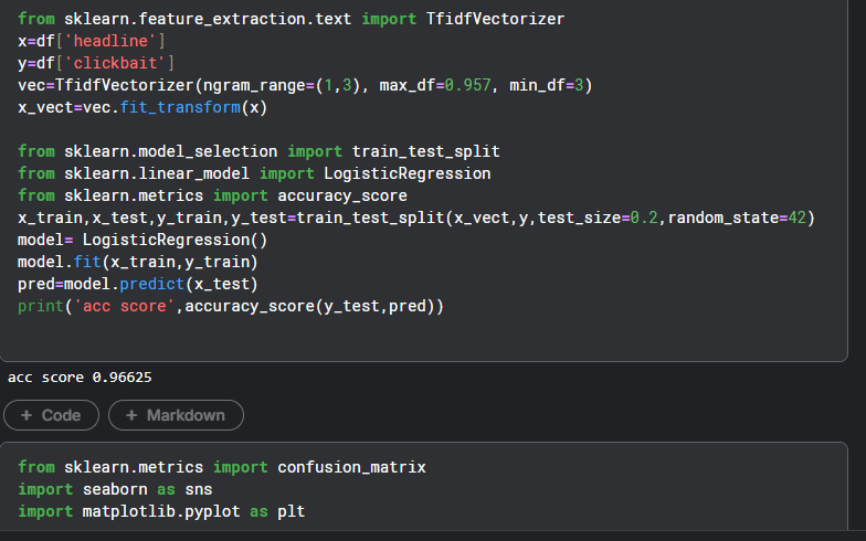 _kedar_18's tweet photo. Just built a Clickbait Detector! 📰

Enter any headline and see if it’s clickbait or not.
Powered by Logistic Regression and Python Flask.
Try it here: https://t.co/s5q2ZeyoH8

#MachineLearning #Python #DataScience #Flask #MLProject https://t.co/lCHqSq1o4i